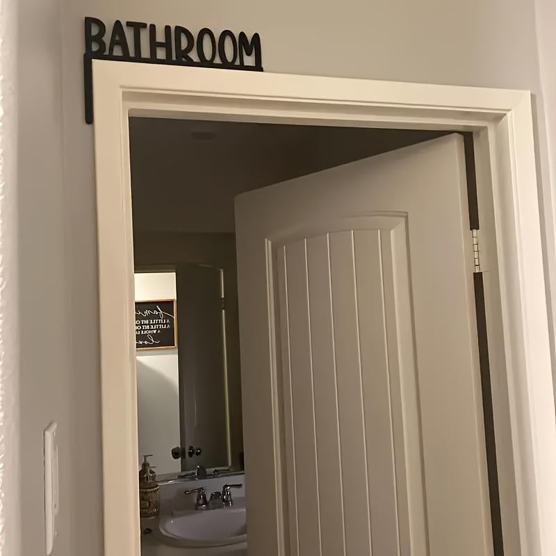 Bathroom Letter Pattern Wall Hanging Sign, Modern Simple Wall Decor, Wall Hanging Decor for Home Bathroom, Farmhouse Bathroom Door above Sign, Hangable