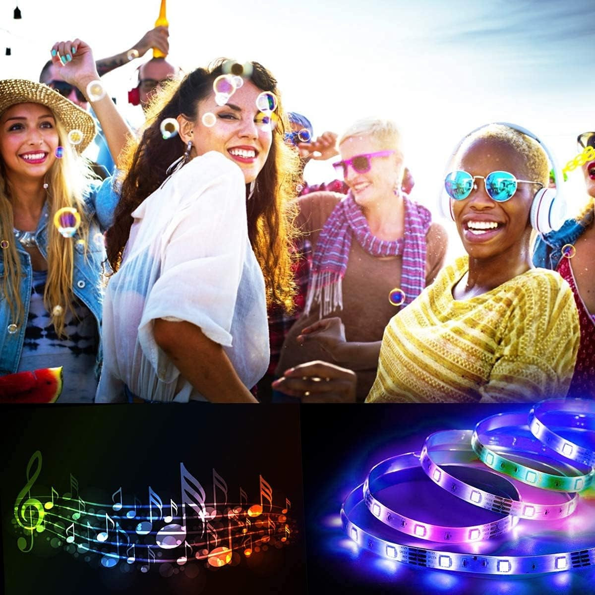 LED Strip Light 65.6Ft, LED Lights for Bedroom, Music Sync Color Changing Light Smart Light Strip RGB Tape Light Strip for TV, Bedroom, Home Decoration, Rope Lights