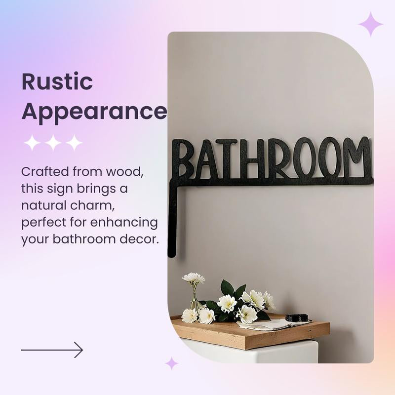 Bathroom Letter Pattern Wall Hanging Sign, Modern Simple Wall Decor, Wall Hanging Decor for Home Bathroom, Farmhouse Bathroom Door above Sign, Hangable