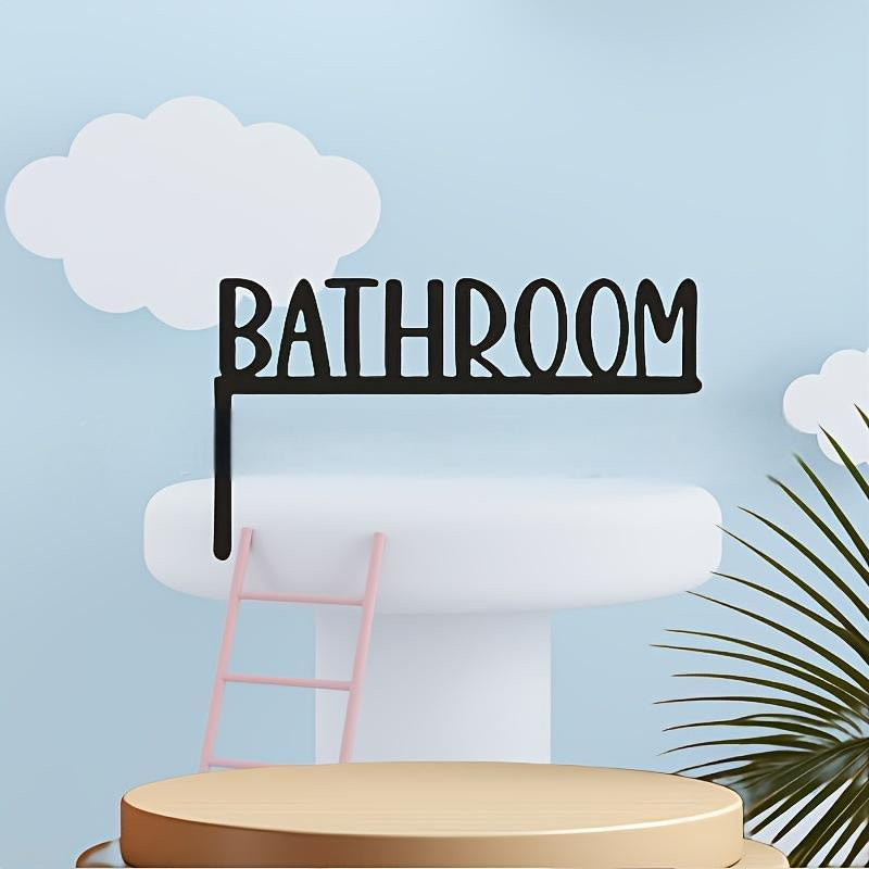 Bathroom Letter Pattern Wall Hanging Sign, Modern Simple Wall Decor, Wall Hanging Decor for Home Bathroom, Farmhouse Bathroom Door above Sign, Hangable