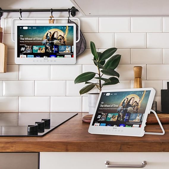 SYLVOX 15.6'' Portable Smart TV 12 Volt Television, 10000Mah Battery Powered IP66 Waterproof Dual Speakers Wireless Wifi 300Nits Small Outdoor Tvs, for RV Camping Pool Bathroom Kitchen Bedroom