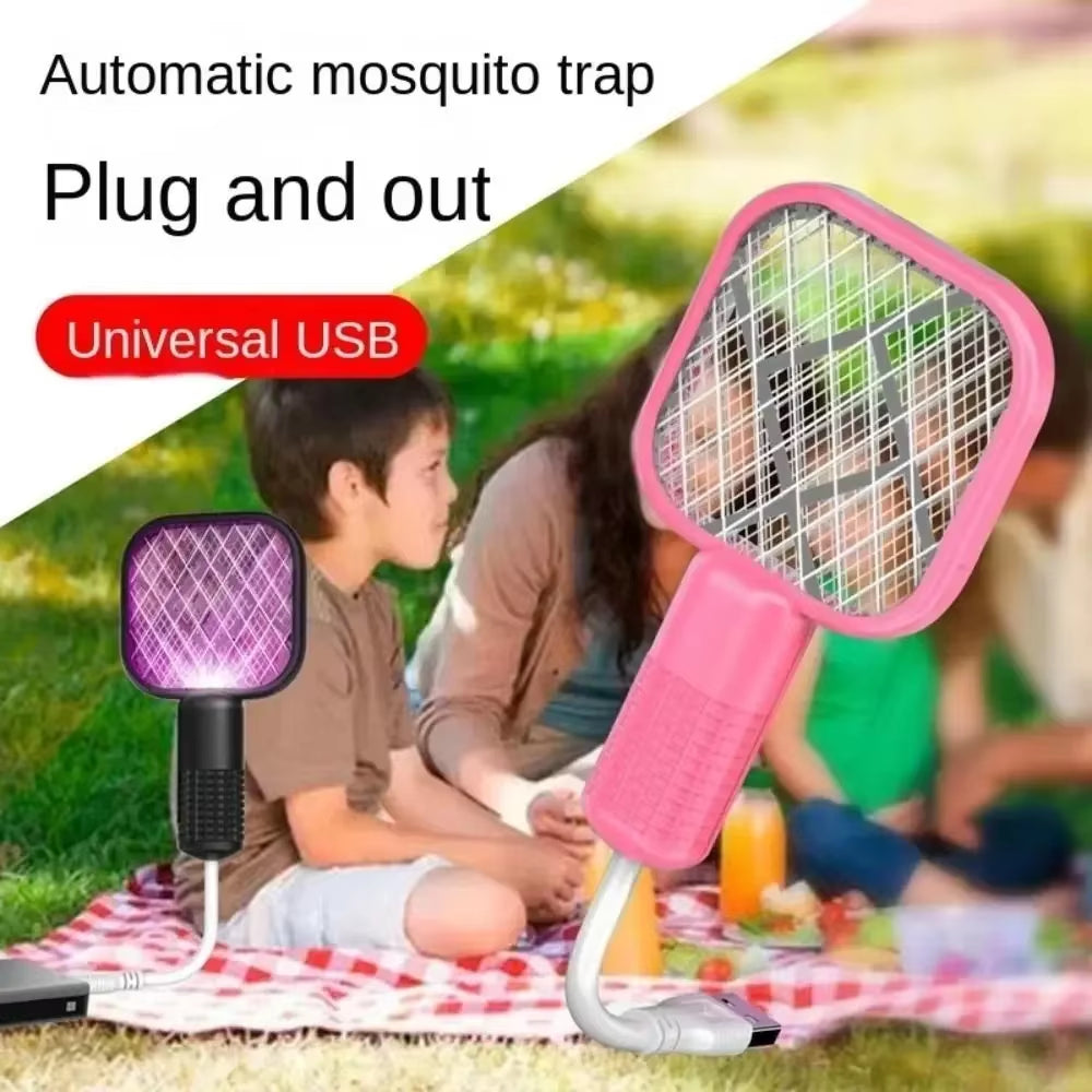 Electric Mosquito Swatter UV Light Bug Zapper Rechargeable Fly Killer Insect Racket Portable Outdoor Pest Control for Camping